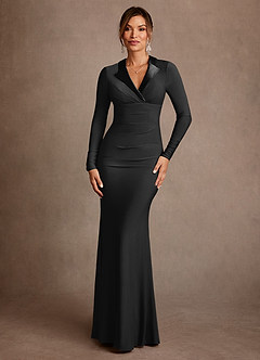 Azazie Syracuse vestidos de madre de la novia Vestido de Negro de Punto de lujo de Corte Recto con Plisado image1