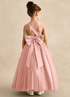 Azazie Peanut Flower Girl Dresses Rosette A-Line Strap Tulle Dress image1