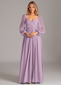 Azazie Bailee Bridesmaid Dresses Wisteria A-Line Long Sleeve Chiffon Dress image6