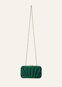 front Matching Color Metallic Satin Pleated Clutch Bag