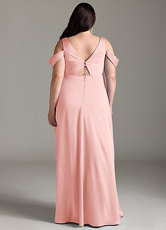 Azazie Rhea Robes de demoiselle d'honneur de maternité Robe Trapèze Épaule nue plissée Longueur ras du sol Satin extensible image9