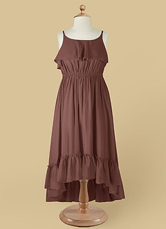 Azazie Karmen Flower Girl Dresses Espresso A-Line Ruched Chiffon Dress image9
