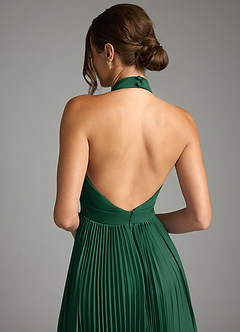 Azazie Zienna 신부 들러리 드레스 A라인 주름진 스트레치 새틴 바닥 길이 드레스 image7