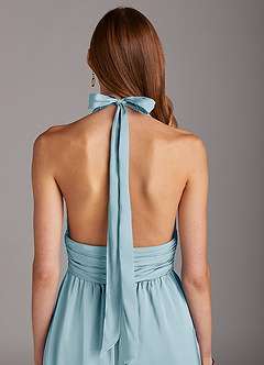 Azazie Oli Robes de demoiselle d'honneur Combinaison en Satin extensible Plissée Bleu Ciel image5