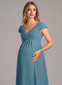Azazie Allessia Maternity Bridesmaid Dresses A-Line Pleated Chiffon Floor-Length Dress image6