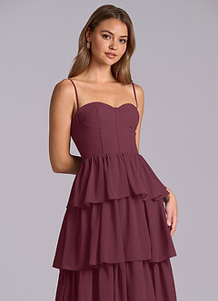 Azazie Faye Bridesmaid Dresses Cabernet A-Line Sweetheart Neckline Chiffon Dress image2