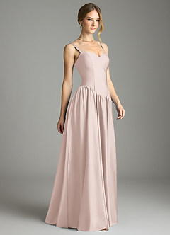 Azazie Evadina Suknie dla druhen Linia A Gorset Satyna elastyczna Do ziemi Sukienka image4