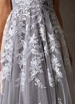 Azazie Sorella Wedding Dresses Diamond White Cocoa A-Line V-Neck Sequins Tulle Dress image10