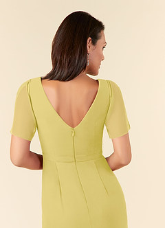 Azazie Marianne Kleider für die Brautmutter Etui V-Hals Gefaltet Chiffon Kleid Kanarienvogel image6