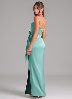 Azazie Jamie Bridesmaid Dresses Aqua A-Line Strapless Stretch Satin Convertible Dress image5