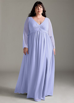 Azazie Teton Maternity Bridesmaid Dresses A-Line Long Sleeve Chiffon Floor-Length Dress image9