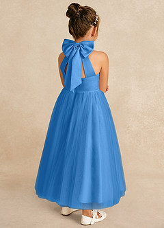 Azazie Bev Flower Girl Dresses Blue Jay A-Line Convertible Tulle Dress image6