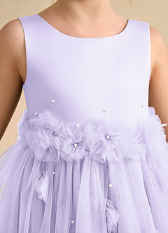 Azazie Lux Abiti da Ragazza di Fiori Abito A-Line in Tulle Perline Lilla image7