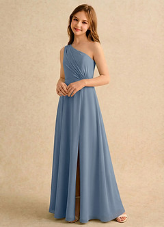 Azazie Puddles Girls Formal Flower Girl Dresses Twilight A-Line One Shoulder Chiffon Dress image4