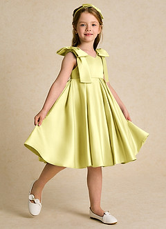 Azazie Guppie Blumenmädchenkleider Ballkleid Plissee Matte Satin Kleid Zitronensorbet image5