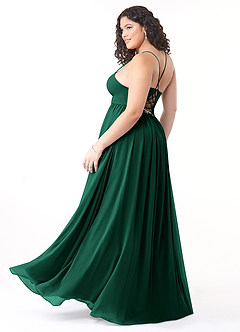 Azazie Aaida Bridesmaid Dresses Emerald A-Line Corset Chiffon Dress image10