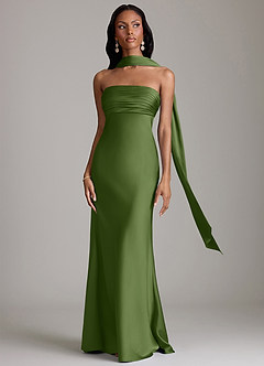 Azazie Saylor Brudtärnklänningar Klä av Sjöjungfru i Stretch Satin Axelbandslös Enbärsgrön image9