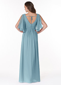 Azazie Temeka Bridesmaid Dresses Moody Blue A-Line Ruched Chiffon Dress image2