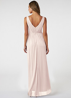 Azazie Tanicia Bridesmaid Dresses Rose Petal A-Line V-Neck Pleated Mesh Dress image2