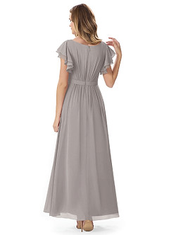 Azazie Daphne Modest Bridesmaid Dresses A-Line Ruffled Chiffon Floor-Length Dress image17