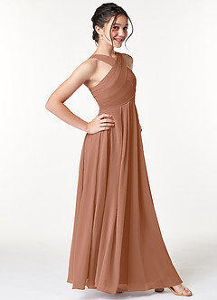Azazie Kaleigh Junior Bronzer A-Line Pleated Chiffon Dress image2