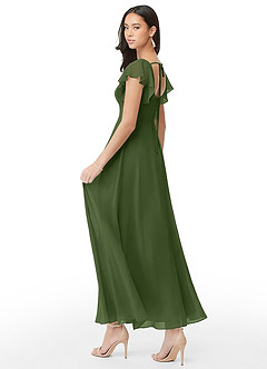Azazie Bondi Bridesmaid Dresses Olive A-Line Ruched Chiffon Dress image4