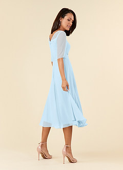 Azazie Naomi Mother of the Bride Dresses Sky Blue A-Line Boatneck Pleated Chiffon Dress image4