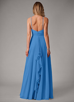 Azazie Amalia Bridesmaid Dresses Blue Jay A-Line Pleated Chiffon Dress image6