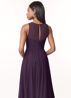 Azazie Nina Bridesmaid Dresses Plum A-Line Pleated Chiffon Dress image3