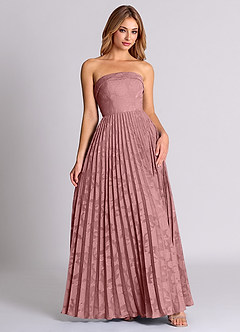 Azazie Mariana Bridesmaid Dresses Dusty Rose A-Line Strapless Floral Burnout Convertible Dress image5