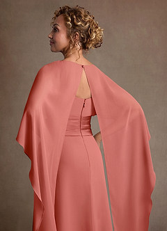 Azazie Marilla Mère de la mariée Robes Robe Trapèze en Mousseline de soie Plissée Rose Saumon image7