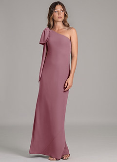 Azazie Capri Bridesmaid Dresses Vintage Mauve A-Line One Shoulder Chiffon Dress image5