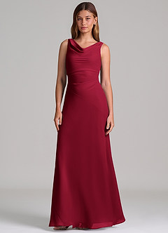 Azazie Nerine Brudtärnklänningar Klä av A-Linje i Chiffong Plisserad Bourgogne image4