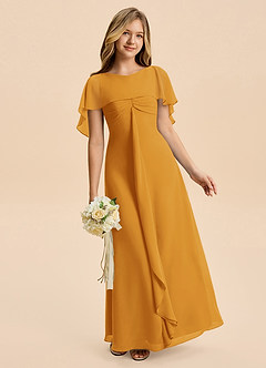 Azazie Selena Junior Butterscotch A-Line Ruched Chiffon Dress image3