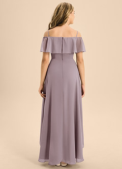 Azazie Maggie Junior A-Linie Schulterfrei Chiffon Kleid Dämmerung image2