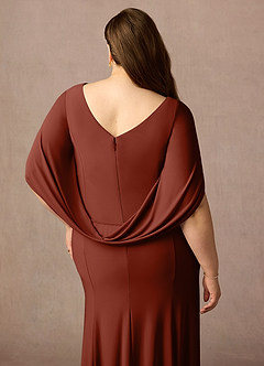 Azazie Bellona vestidos de madre de la novia Vestido de Terracota de Punto de lujo de Recto con Cuello barco image12