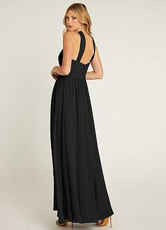 Azazie Jacey 신부 들러리 드레스 A라인 주름진 쉬폰 바닥 길이 드레스 image4