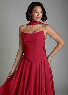 Azazie Ira Bridesmaid Dresses Scarlet A-Line Corset Chiffon Dress image7