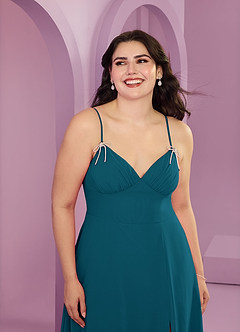 Barbie ♥ Azazie Bridesmaid Dresses Ink Blue A-Line with Pockets Chiffon Dress image11