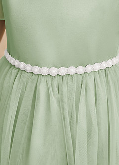 Azazie Kaylor Flower Girl Dresses Dusty Sage A-Line Pleated Tulle Dress image7