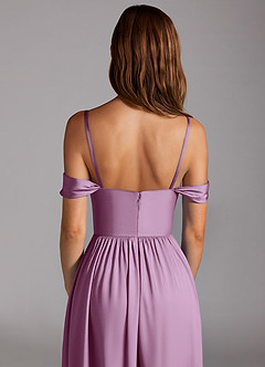 Azazie Calianna Bridesmaid Dresses Wisteria A-Line Off the Shoulder Stretch Satin Convertible Dress image5
