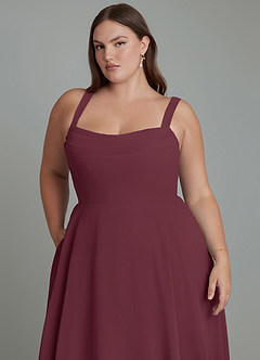 Azazie Shaude Bridesmaid Dresses Cabernet A-Line Pleated Chiffon Dress image12