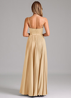 Azazie Tyla Bridesmaid Dresses Gold A-Line Sweetheart Neckline Stretch Satin Dress image2