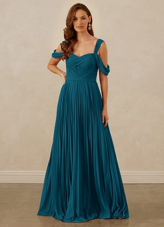Christian Siriano Bridal for Azazie 1013 Bridesmaid Dresses Ink Blue A-Line Off the Shoulder Chiffon Dress image8