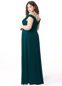 Azazie Audrianna Robes de demoiselle d'honneur Robe Trapèze Convertible en Mousseline de soie Schulterfrei gerafft Vert Pin image10