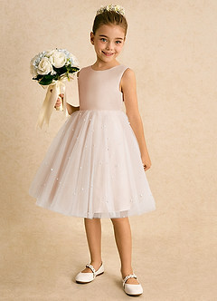 Azazie Esme Abiti da Ragazza di Fiori Abito Principessa in Tulle Fiocco Rosa Inglese image2