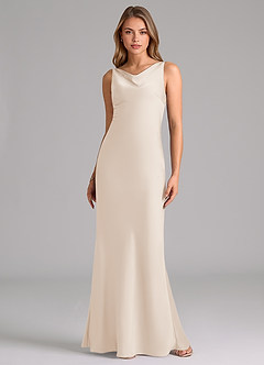 Azazie Allettie Bridesmaid Dresses White Alabaster Mermaid Stretch Satin Dress image6