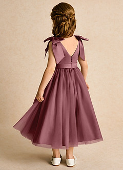 Azazie Serene Flower Girl Dresses Desert Rose Ball-Gown Bow Matte Satin Dress image3