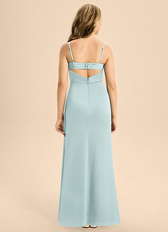 Azazie Renna Junior Mist A-Line Pleated Stretch Satin Dress image2
