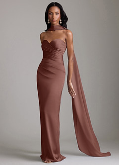 Azazie Sonora Brudtärnklänningar Klä av Tubklänning i Stretch Satin Axelbandslös Espresso image10
